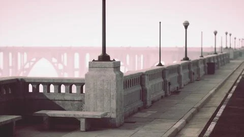 View of the bridge over the river Ilustração Stock