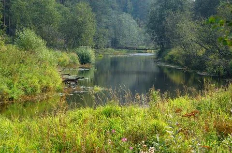 View of the bridge over the river Stock Photos