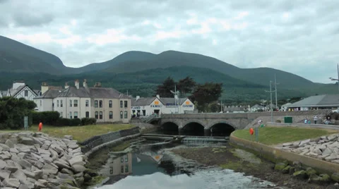View from bridge over Shimna River in Newcastle, Co Down Stock Footage 38912803