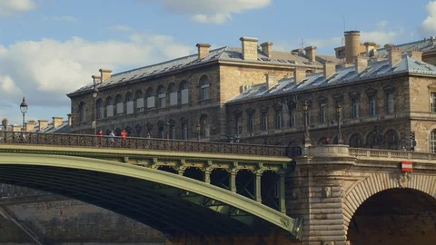 View of the bridge in Paris Stock Footage 128198174