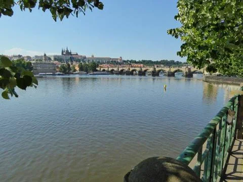 View to the bridge in prague Stock Photos
