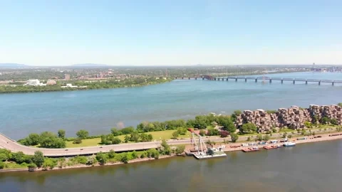 View of the bridge on the river Stock Footage 230108253