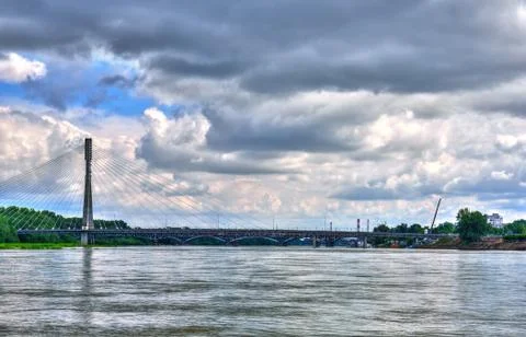 View of the bridge from the river Stock Photos