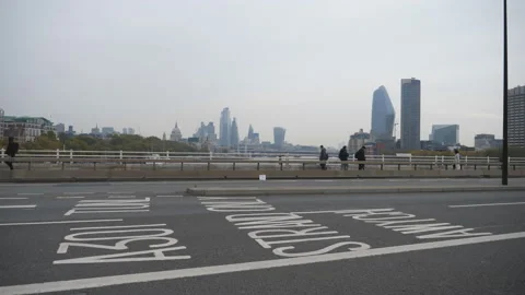 A view of a bridge road with the city Center in the distance. Stock Footage 149713596
