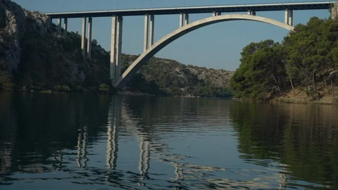 View of bridge from sea Stock Footage 125768862