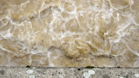 View from the bridge on a stormy river Stock Footage 38304445
