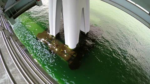 View of the bridge support dating back to the sea Video stock 50393692