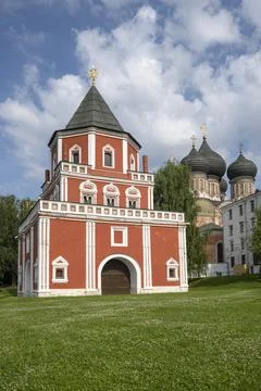 View on the Bridge tower and the domes of the Pokrovsky Cathedral. Izmailovo Stock Photos