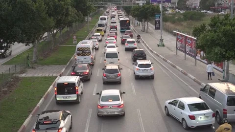 View from the bridge to the traffic jam. Stock Footage 174292694