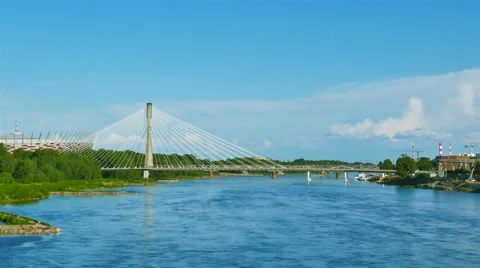 View on Bridge on Vistula River Stock Footage 63273896