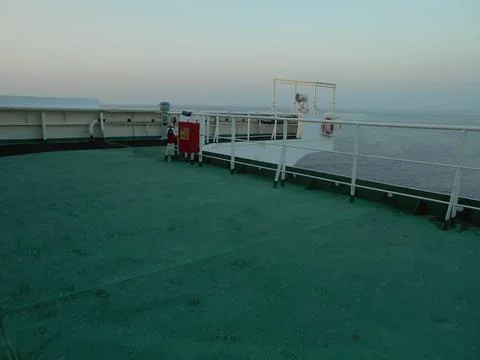 View from the bridge wings of a ship Stock Photos