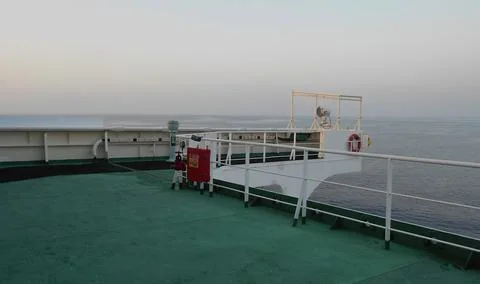 View from the bridge wings of a ship Stock Photos