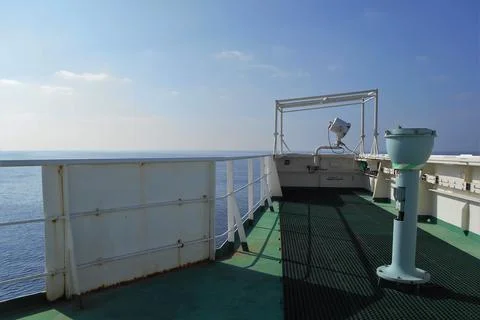 View from the bridge wings of a ship Stock Photos