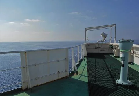 View from the bridge wings of a ship Stock Photos
