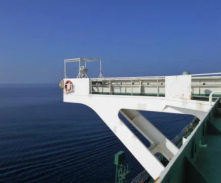 View from the bridge wings of a ship Stock Photos