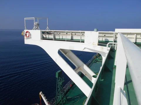 View from the bridge wings of a ship Stock Photos