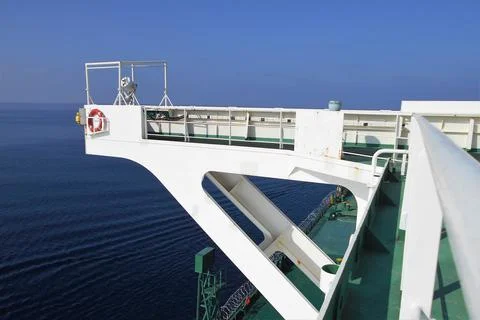 View from the bridge wings of a ship Stock Photos