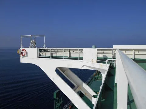 View from the bridge wings of a ship Stock Photos