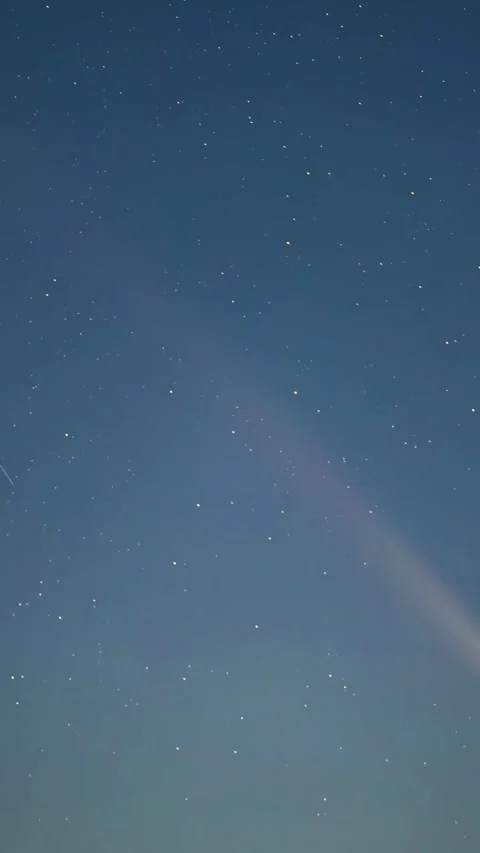 View of a bright comet in the night sky, Latvia. Stock Footage 340643125