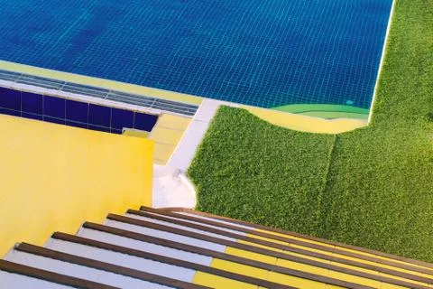 View of the bright poolside Stock Photos
