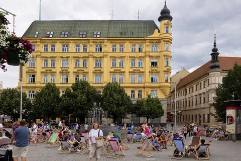View of Brno main square Stock Photos