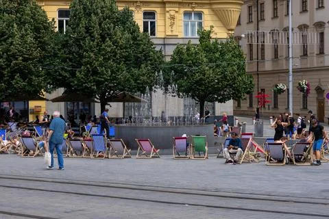 View of Brno main square Stock-Fotos