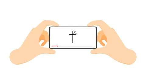 View the broadcast from the church using your phone. Online church concept Stockillustratie