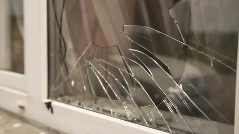 View broken window. Stock Footage 244008286
