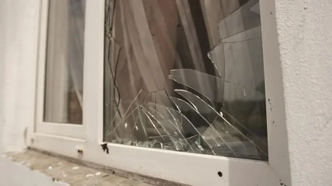 View broken window. Video stock 244008300
