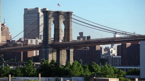 View Brooklyn Bridge Across Park Video stock 78130403