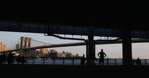View of Brooklyn Bridge in New York 4K Stock Video Stock Footage 78145813