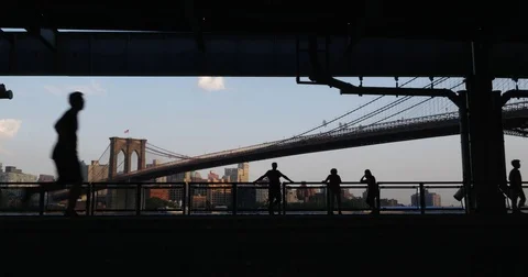 View of Brooklyn Bridge in New York 4K Stock Video Stock Footage 78145823
