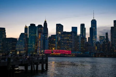 View of Brooklyn by night Stock Photos