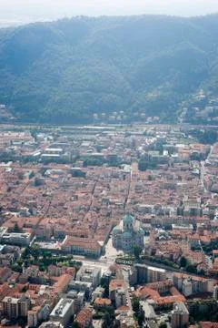 View from Brunate of Como and Como Cathedral, Como, Lombrady, Italy - August  Stock Photos