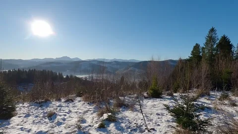 View from Bryzgalky hill above Nova Bystrica village in Slovakia Stock Footage 296826461