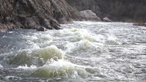 View of a bubbling river in the middle of the river Stock Footage 126052030