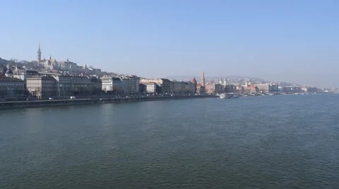 View of Buda from the Chain Bridge over the Danube River in Budapest, Hungary Stock Footage 47721185