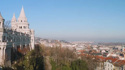 View of Budapest from castle hill Stock Footage 128295033