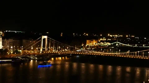 View Of Budapest Chain Bridge At Night Stock Footage 210896324