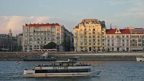 View on the Budapest, Danube River. Budapest, Hungary - June 1, 2025 Stock Footage 312871399