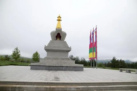 View of  Buddhist stupa Sofia in the Retreat Center Plana Stock Photos