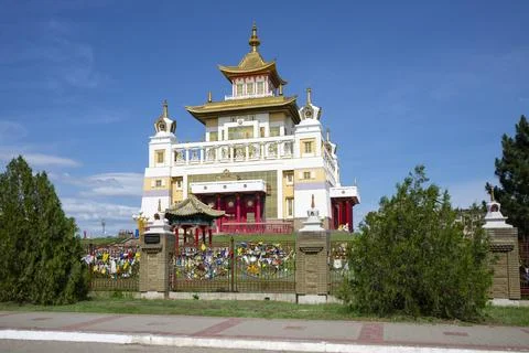 View on the Buddhist temple "Golden Abode of Buddha Shakyamuni". Elista Stock Photos
