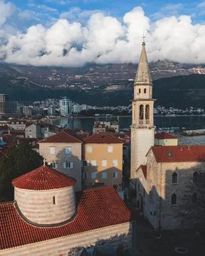 View of Budva old town streets, Budva Municipality and Riviera, resort on t.. Stock Photos