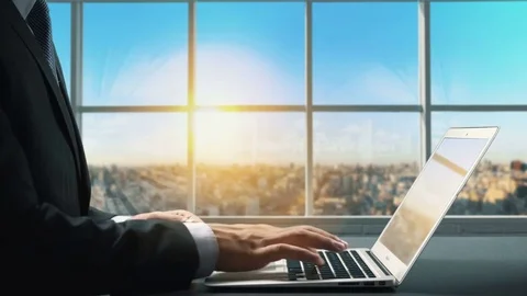 View of Buenos Aires Argentina.Close up hand Businessman using laptop Stock Footage 84577973