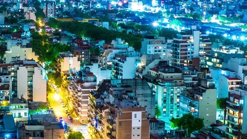 View of Buenos Aires at night Stock Footage 81243763