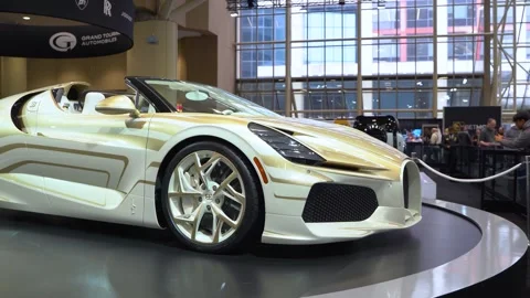 View of Bugatti Mistral W16 at Auto Show. Stock Footage 330146599