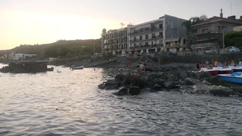 View of a building in Aci TRezza, Sicily Stock Footage 138700842
