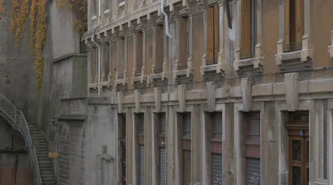 View of a building and an outside staircase in Trieste Stock Footage 59363528