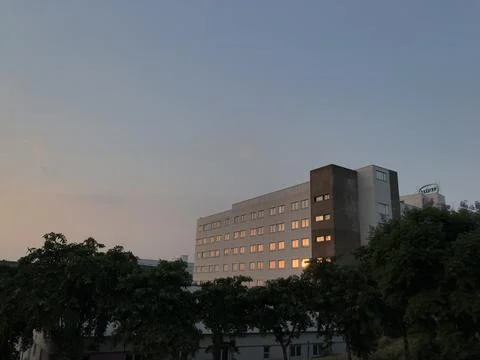 View of building at dusk Stock Photos
