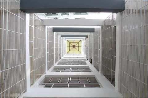 A view of a building rooftop. Stock Photos